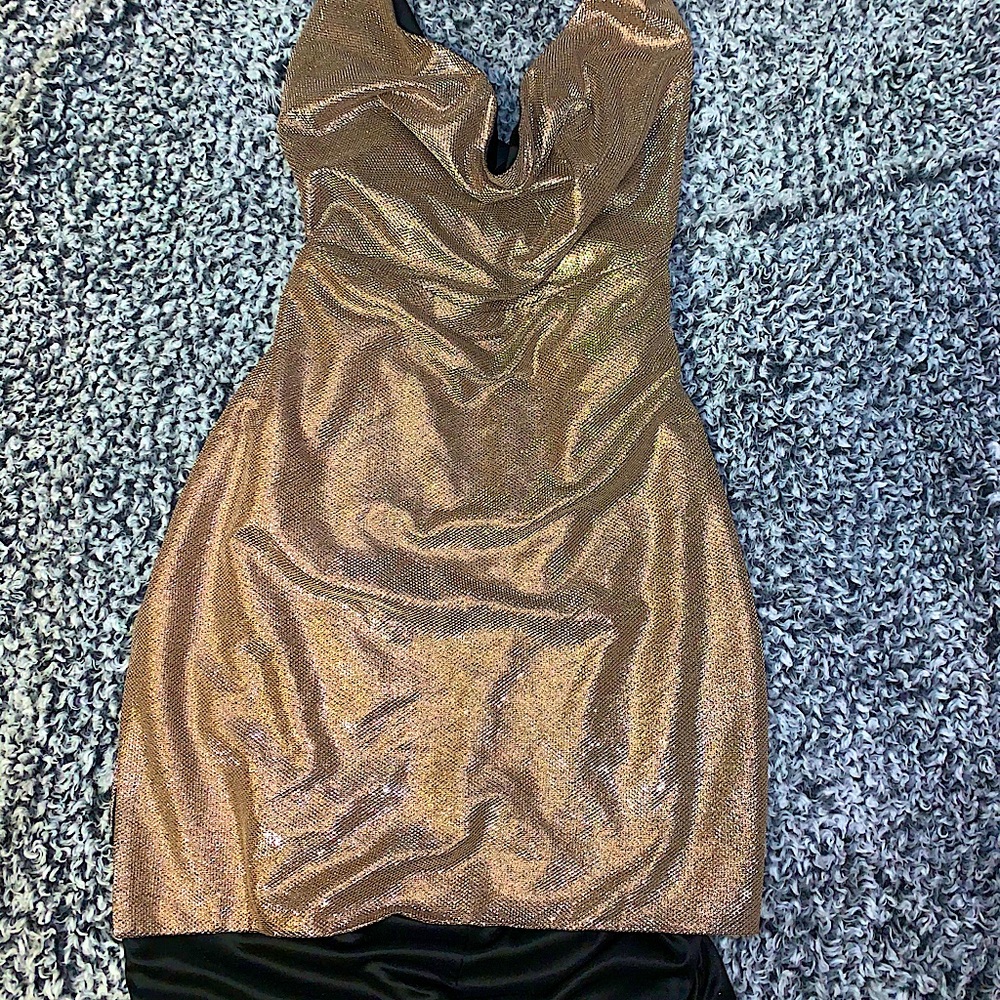 Sexy backless rose gold dress